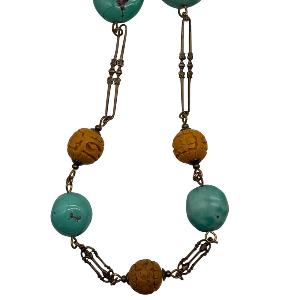 Jan Michaels San‎ Francisco Asian Inspired Turquoise Color Bead Long Necklace